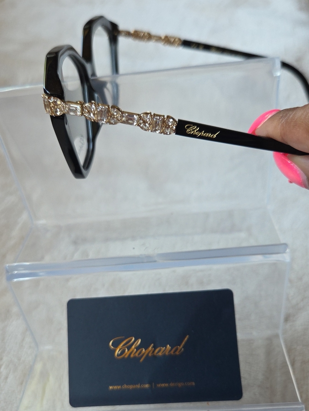 Chopard Luxury Black Women's Optical Glasses with Gold Temples - Picture 3 of 11